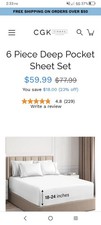CGK Linens 6-Piece Extra Deep Pocket Sheet Set With Extra Matching Pillowcases -