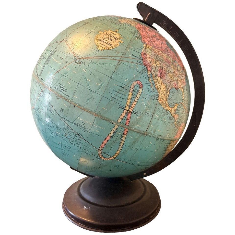Vintage Replogle 10 Inch Standard Globe Chicago IL USSR Era World Map