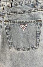 Vintage 90s Guess Tapered Leg Mom Jeans 24 High Rise Waist Cotton Light Wash