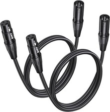 2 Pack Premium XLR Cable - 3ft, Male to Female Microphone 3 Feet, Black