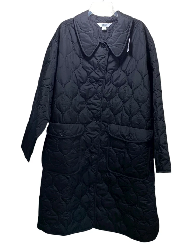 Abrigo Minimalista Trench Largo de Invierno 4X Nuevo Negro Ligero Cuello Princesa Foto 2 de 4