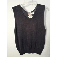 Fia Italia Handloomed Knit Tank Top Women's Size XL Black Scoop neck Sleeveless