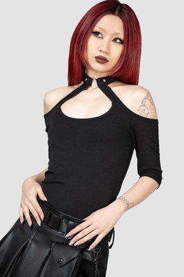Killstar Seraphina Choker Short Sleeve Shirt Womens Choker Neck Goth Alternative