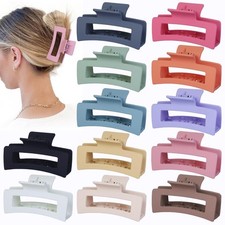 12 Pcs Medium Hair Clips, 3.5 Inch, Colorful - Hair Clips for Thick and Thin Hai
