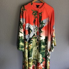 Natori Floral Caftan Gown Size XL Zipper Fron...