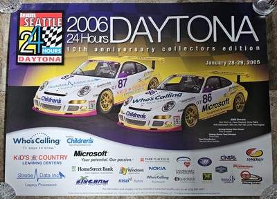 2006 24 Hour Daytona Porsche 911 Seattle Team Poster
