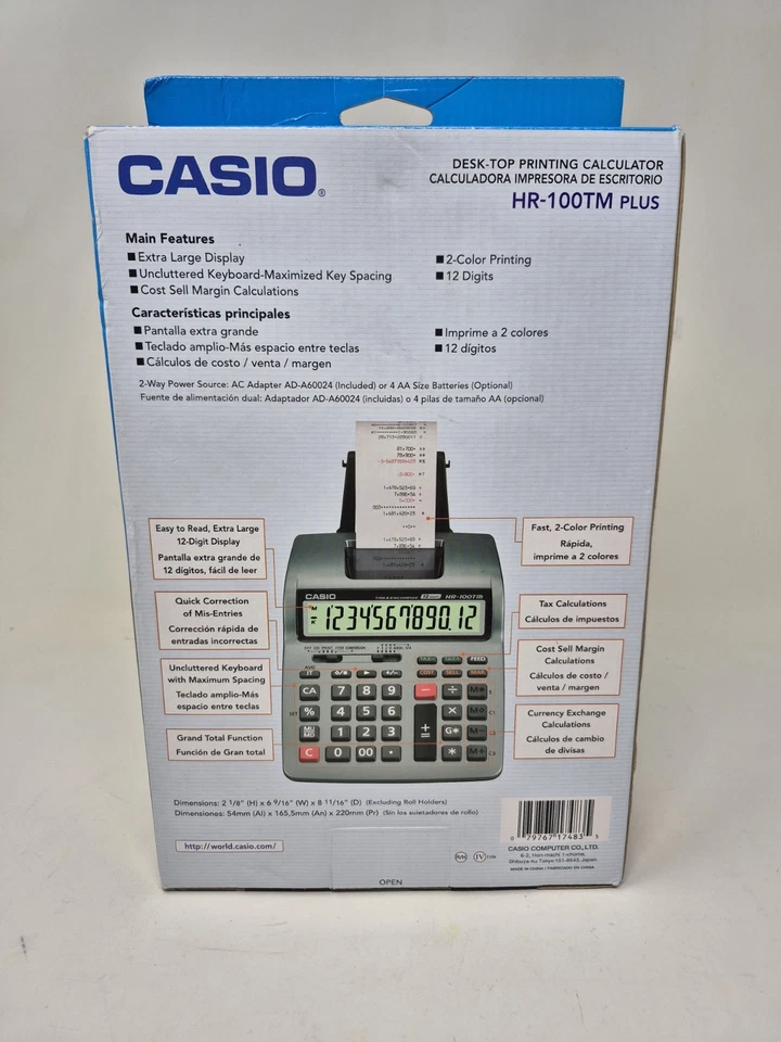 Casio HR-100TM PLUS Desktop Printing Business Calculator - Brand New in Box - Image 4 of 4