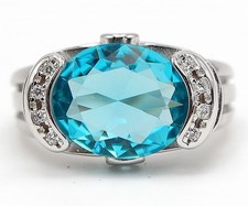 5CT Aquamarine  Topaz 925 Solid Sterling Silver Ring Jewelry Sz 7 UB2-4