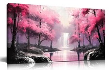 Pink Wall Art for Bedroom - Tree Living Room Art Wall Decor - Waterfall Canva...