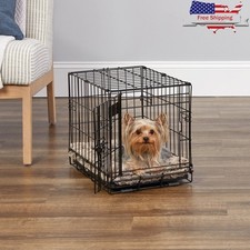 Heavy Duty Metal Dog Crate W/ Leak-Proof Pan Divider Panel Portable Safe Design