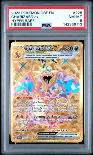 2023 POKEMON OBF EN-OBSIDIAN FLAMES HYPER RARE #228 CHARIZARD EX PSA 8