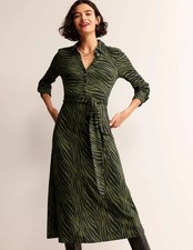 *SALE* BNWT Boden Laura Jersey Midi Shirt Dress Sz 8 L Oregano Animal Stripe