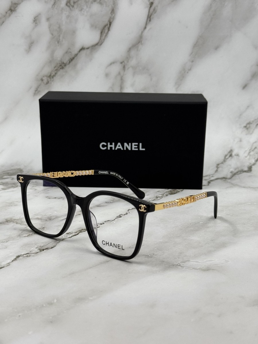 NEW CHANEL CH0787 Black Acetate & Pearl Square Eyeglasses 100