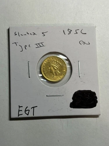 1856 INDIAN PRINCESS HEAD GOLD DOLLAR $1 AU DETAILS TYPE 3