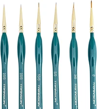 Thin Detail Paint Brush Set, 6Pcs, for Model, Miniature, Craft & Art Painting