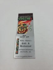 Eddie Naden's Cafe Restaurant Baltimore Maryland Matchbook Cover