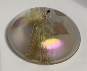 Glasshouse Studio Handblown Art Glass Oil Lamp Iridescent Heart Leaves Leaf 1989