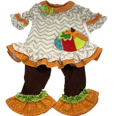 Emily Rose White Orange Tan Thanksgiving Pumpkin Set Size 18 months