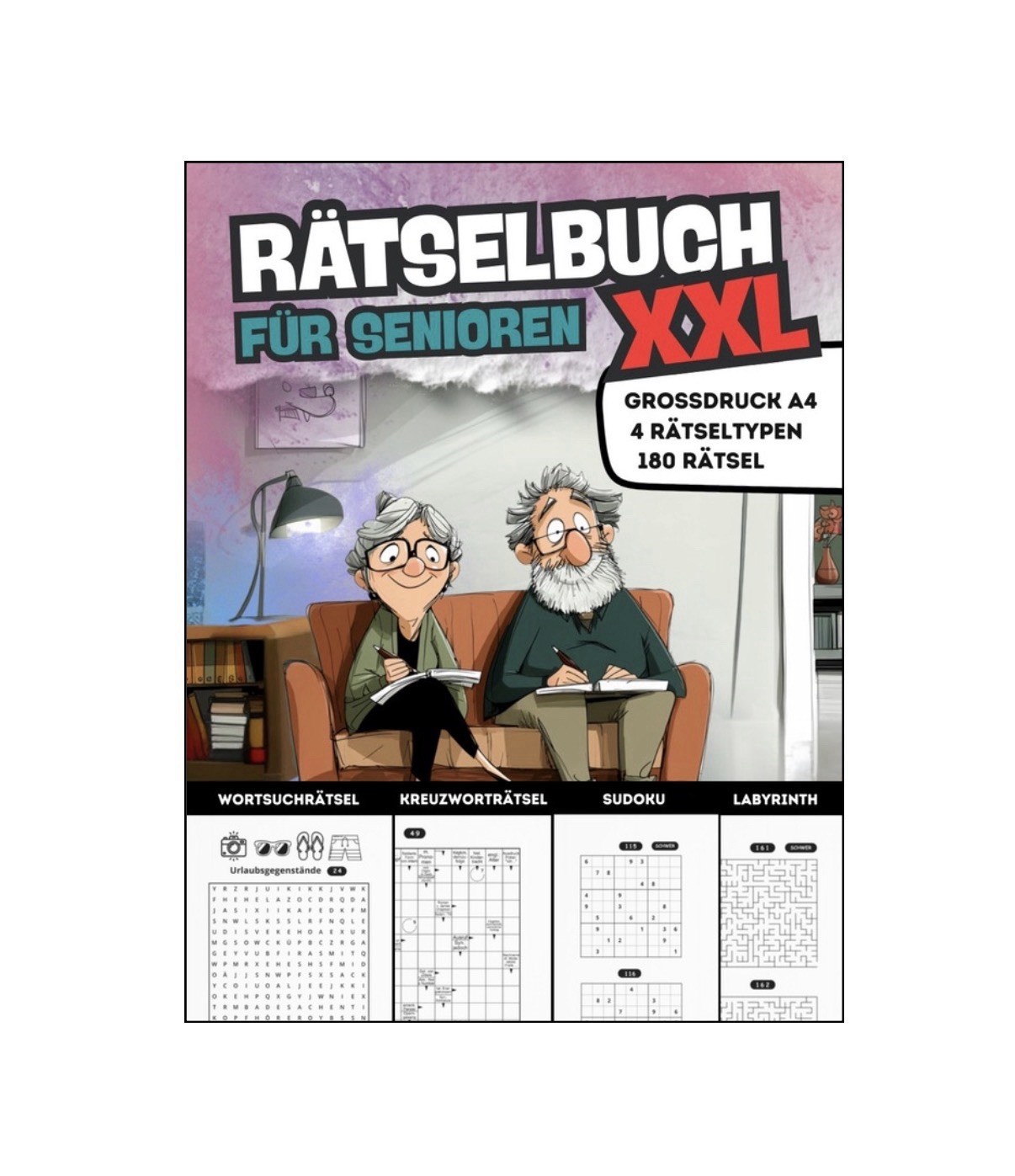 Rätselbuch in großer Schrift für Senioren als Großdruck Kreuzworträtsel Rätsel