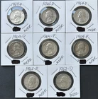 8 Silver Washington Quarters 90% Silver See pics for dates Good Condition!