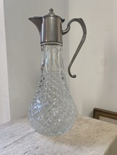 Vintage Erzing Pressed Glass And Silver Plate Claret Jug
