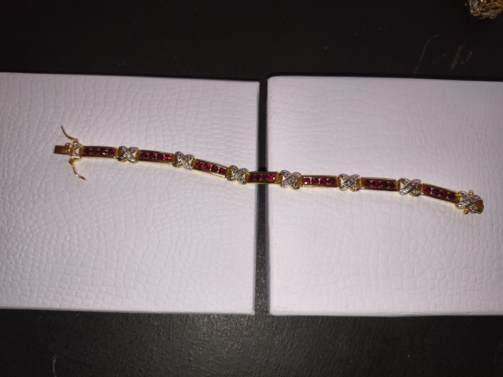Ruby Bracelet 925 Silver Gold Plated - image 1