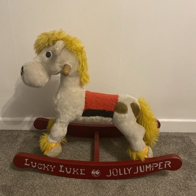 Vintage Lucky Luke Jolly Jumper Schaukelpferd GyGy Holzrahmen