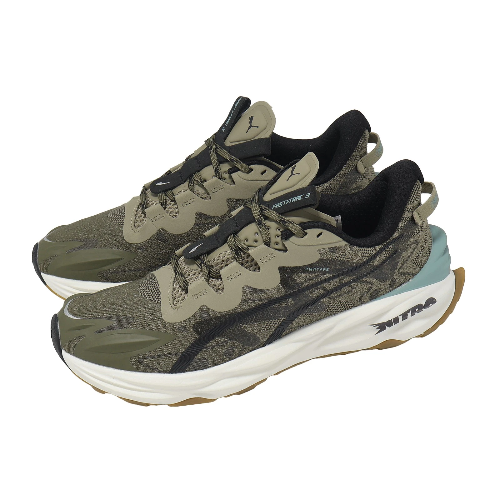 Puma Fast-Trac NITRO 3 Loden Green Black Men Trail Running Shoes 379786-15