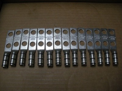 Panduit LCC4-38DW-C compression lug awg 2 sol 3/4 str 2 hole 3/8 stud lot of 14