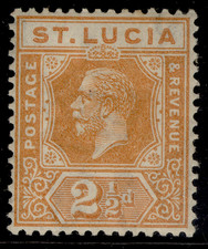 ST. LUCIA GV SG97, 2½d orange, M MINT. Cat £16.