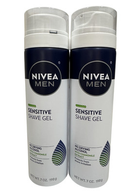NIVEA MEN Sensitive Skin Shave Gel w/ Vitamin E 7oz Pack of 2 - New & Unopened