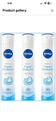 NIVEA Fresh Natural Deodorant Spray 200ml (Pack of 3)   48H Protection 