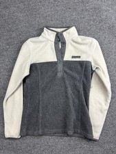 Columbia Fleece Jacket Womens XS Gray White Snap Front Pullover Outdoor