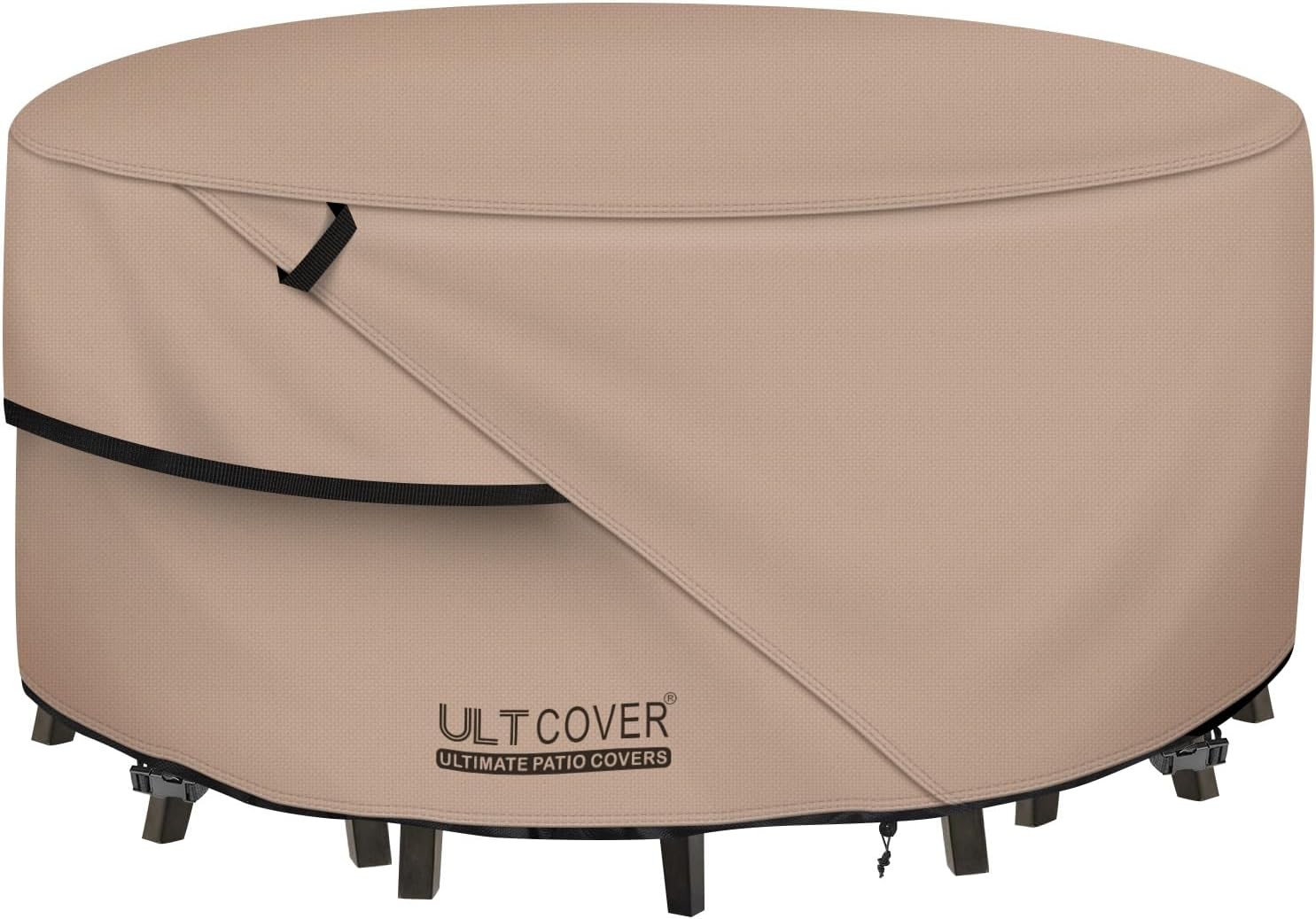 Round Patio Table And Chair Set Cover - Outdoor 60"(d)x28"h, Brown