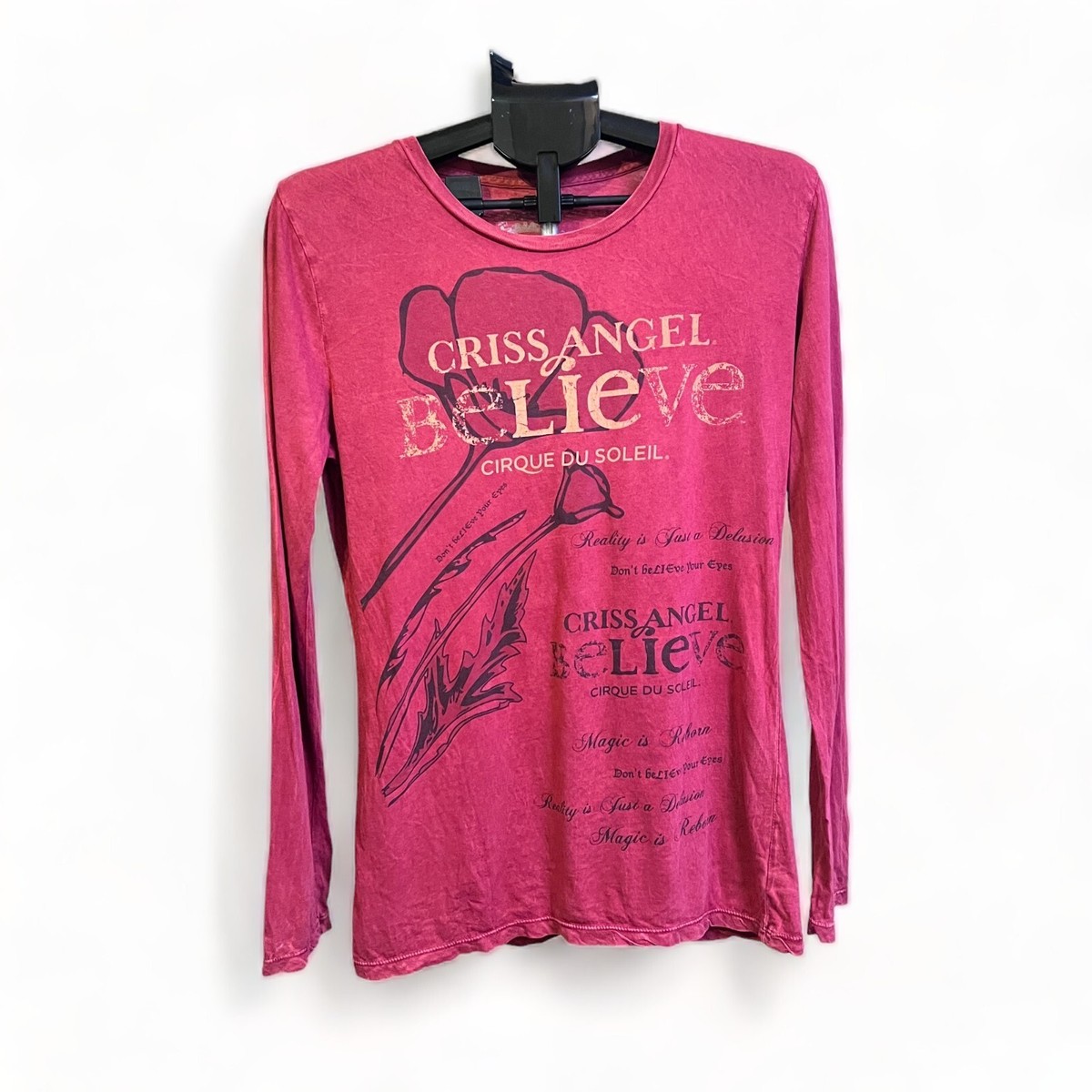 Cirque Du Soleil Womens Red Criss Angel Believe Long Sleeve T-shirt Sz XL  Vegas
