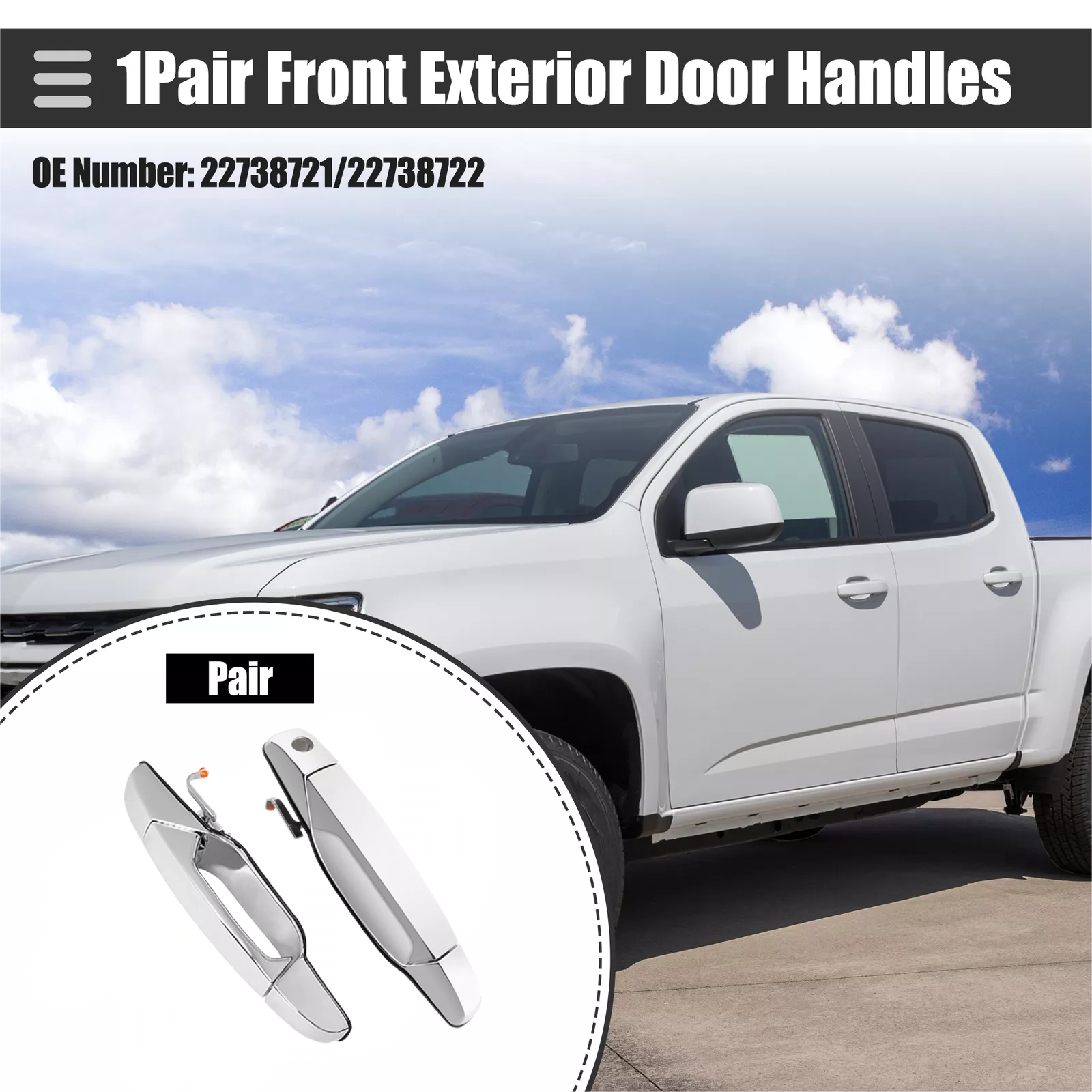 Front Exterior Outside Chrome Door Handle Pair Set of 2 for Chevy GMC SUV Truck