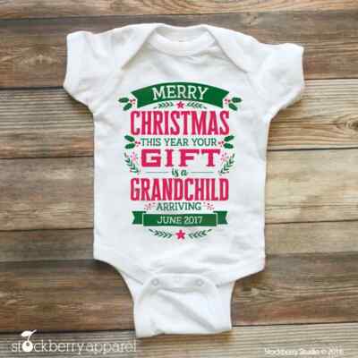 Christmas Pregnancy Announcement Holiday Baby Reveal Grandparents Parents  Idea