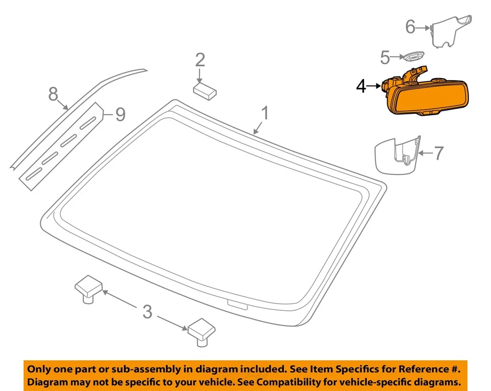 Used Front Center Interior Rear View Mirror fits: 2016 Ram Dodge 3500 pickup man - Image 3 of 4