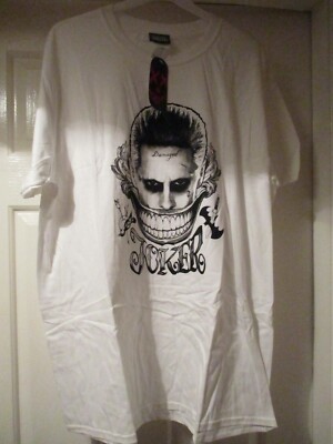 MENS SUICIDE SQUAD OFFICIAL JOKER FACE T SHIRT WHITE XL BRAND NEW