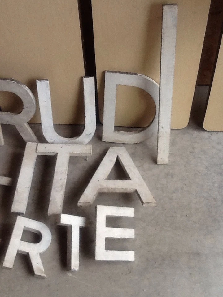 Lot Of 28 Vintage 7" & 12" Tall 1" Thick Heavy Aluminum Letters - Very Good - Image 4 of 4