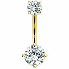 14K Solid Gold Plated Belly Button Rings Round CZ Navel Piercing Body Jewelry