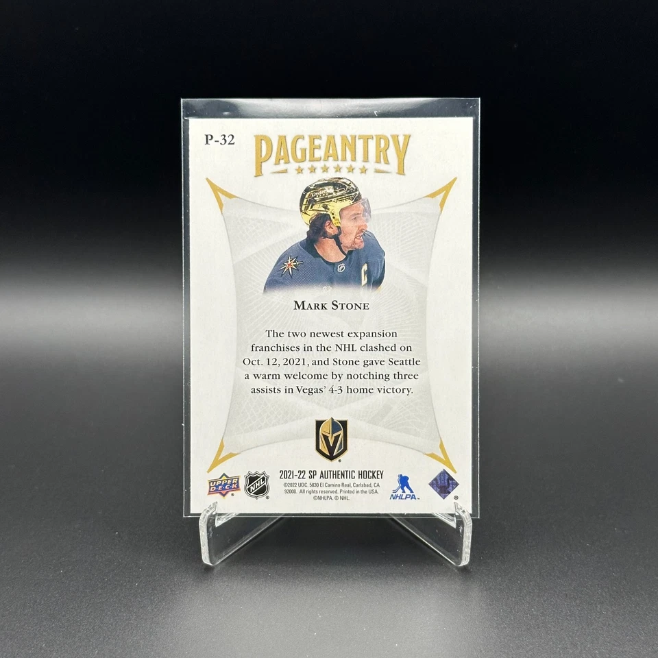 2021-22 UD SP Authentic MARK STONE #P-32 Pageantry - Vegas Golden Knights - Image 2 of 4