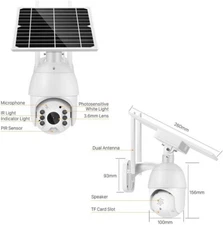 PTZ SOLAR Security 4MP HD Camera AI Human Detection 12M,2-Way Audio, Wi-Fi, APP