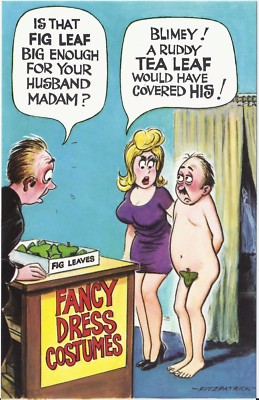 Vintage 1970's Bamforth COMIC Postcard (new old stock) Fig Leaf #275
