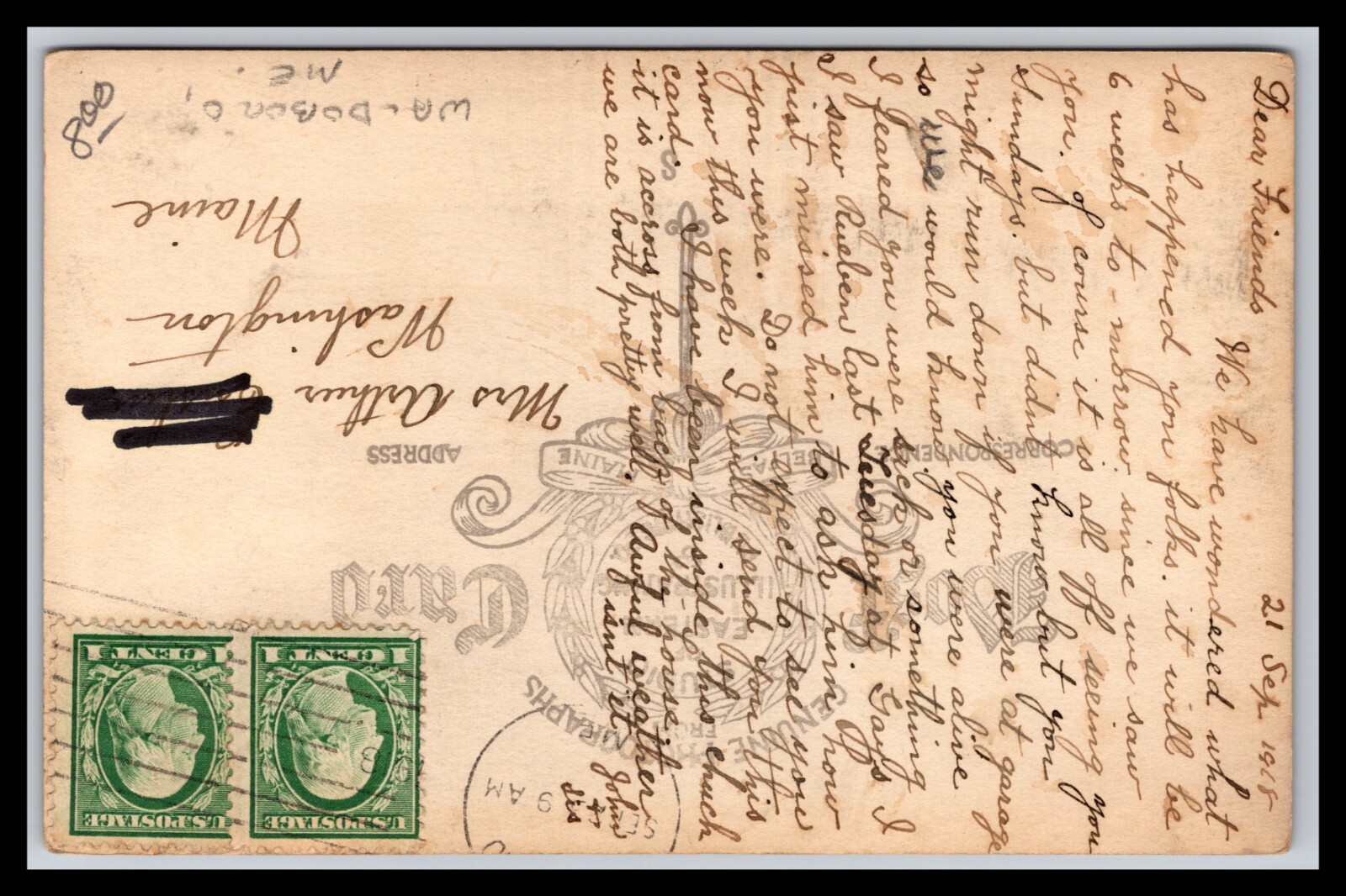 RPPC Maine  Old German Church Est. 1773 - Waldoboro, ME 1908 