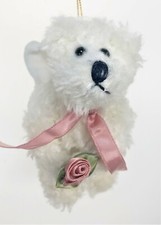5  White Teddy Bear Angel Plush Christmas Holiday Ornament