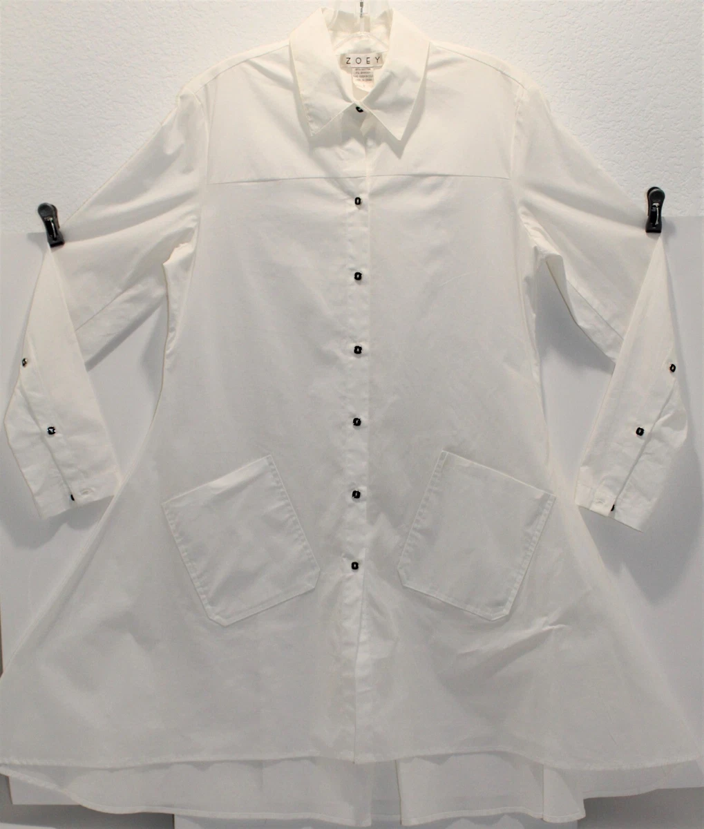 White shirt top dress with pockets