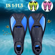 Swim Flippers Short Snorkeling Blade Diving Training Fins US Size 1-11.5 XXS-XL