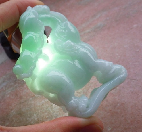 Certified Green Burma A Jade jadeite Pendant Display Elephant Monkey 象 547071 AS - Picture 8 of 11