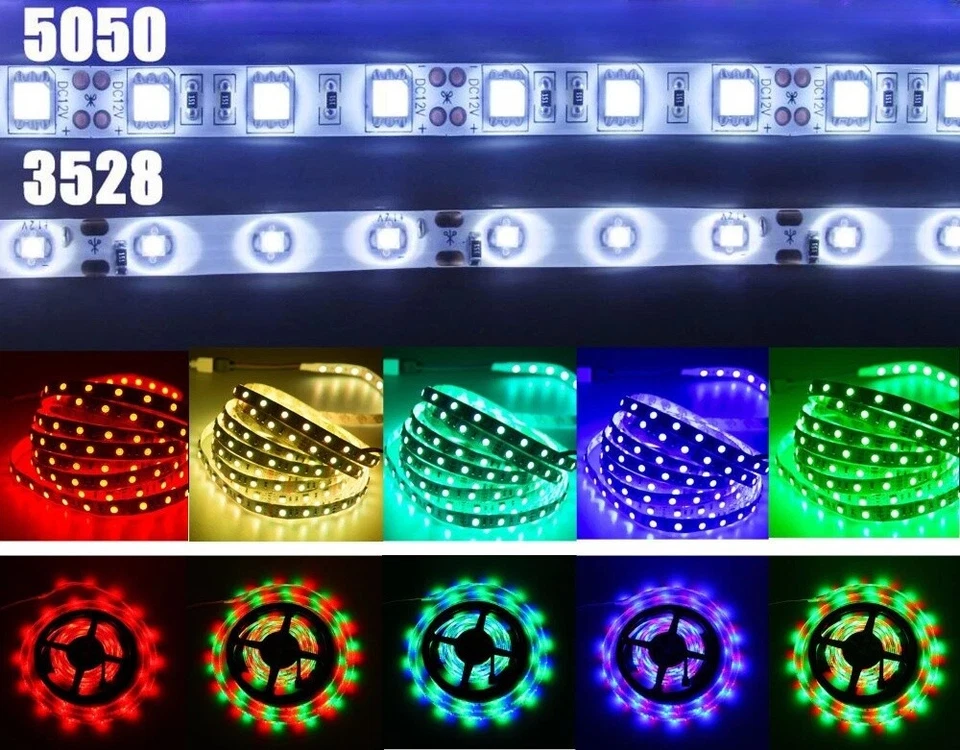 USA Bright 12V 5M 16.4ft 3528 5050 5630 RGB SMD 300 LED Flexible Strip light - Image 2 of 4